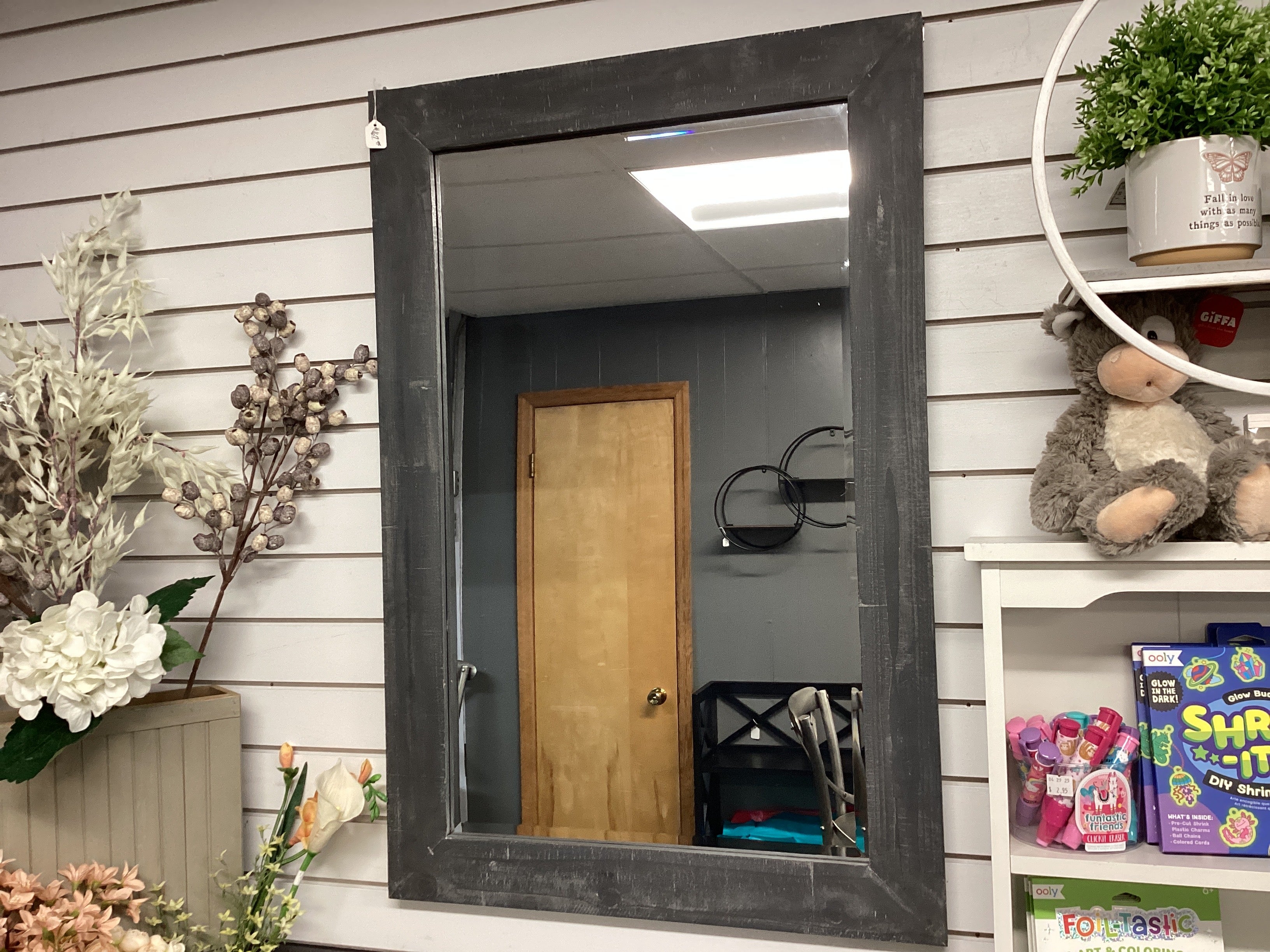 Rectangle Grey Wood Mirror