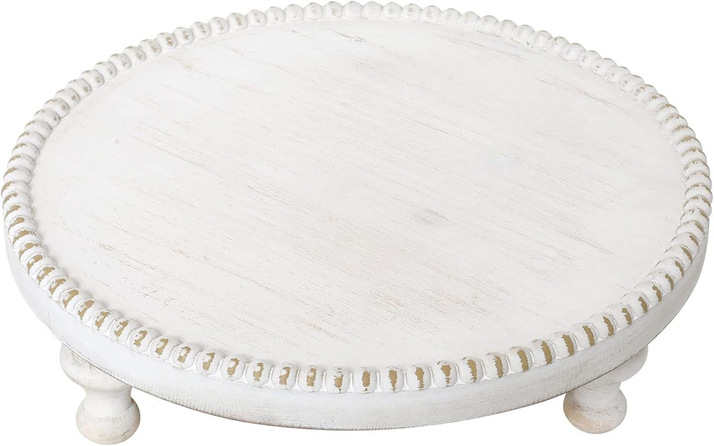 Rustic White Wood Round Cake Stand