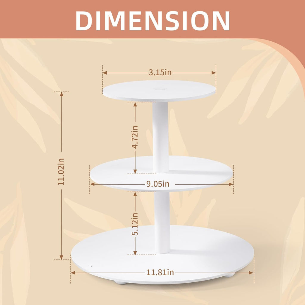 White Wood Circle 3 Tiered Stand