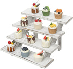 White Wood 4 Step Display Risers