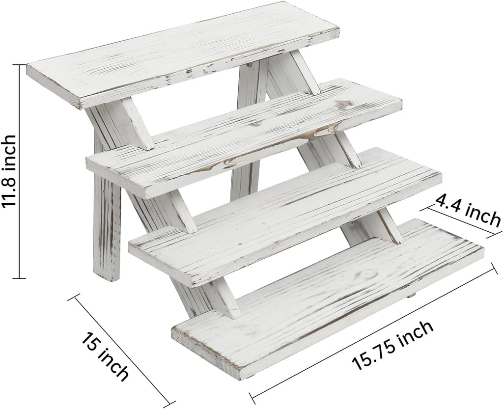 White Wood 4 Step Display Risers