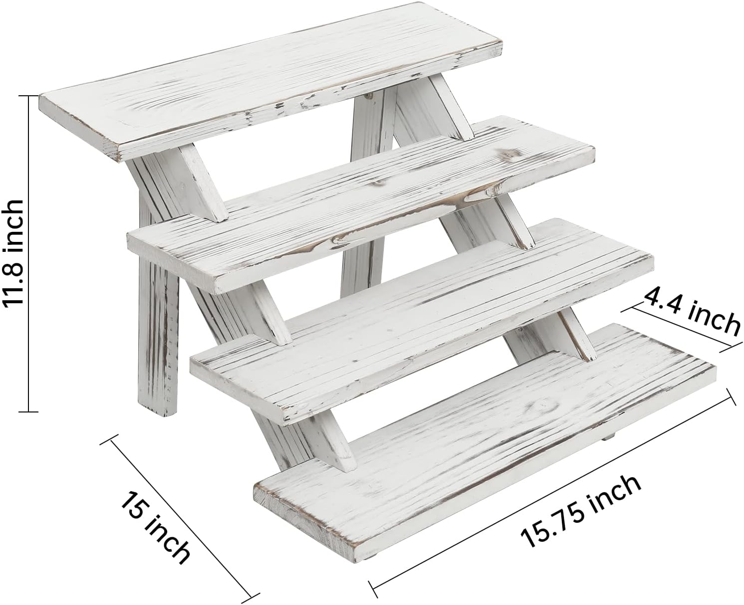 White Wood 4 Step Display Risers
