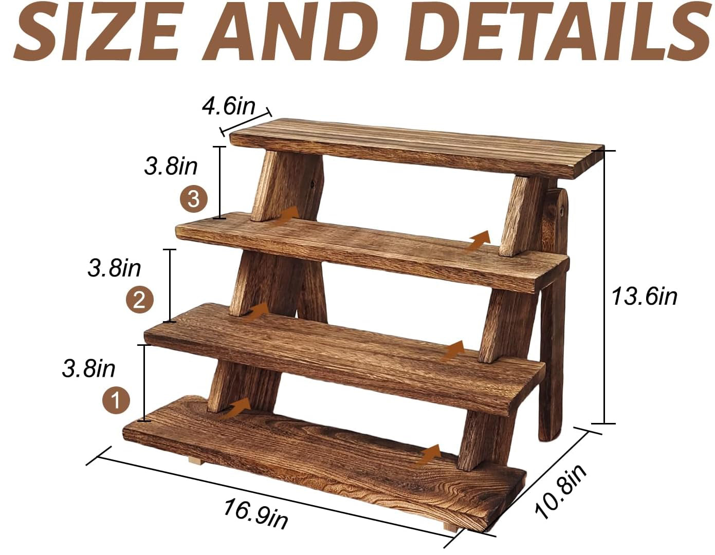 Wood 4 Step Display Risers