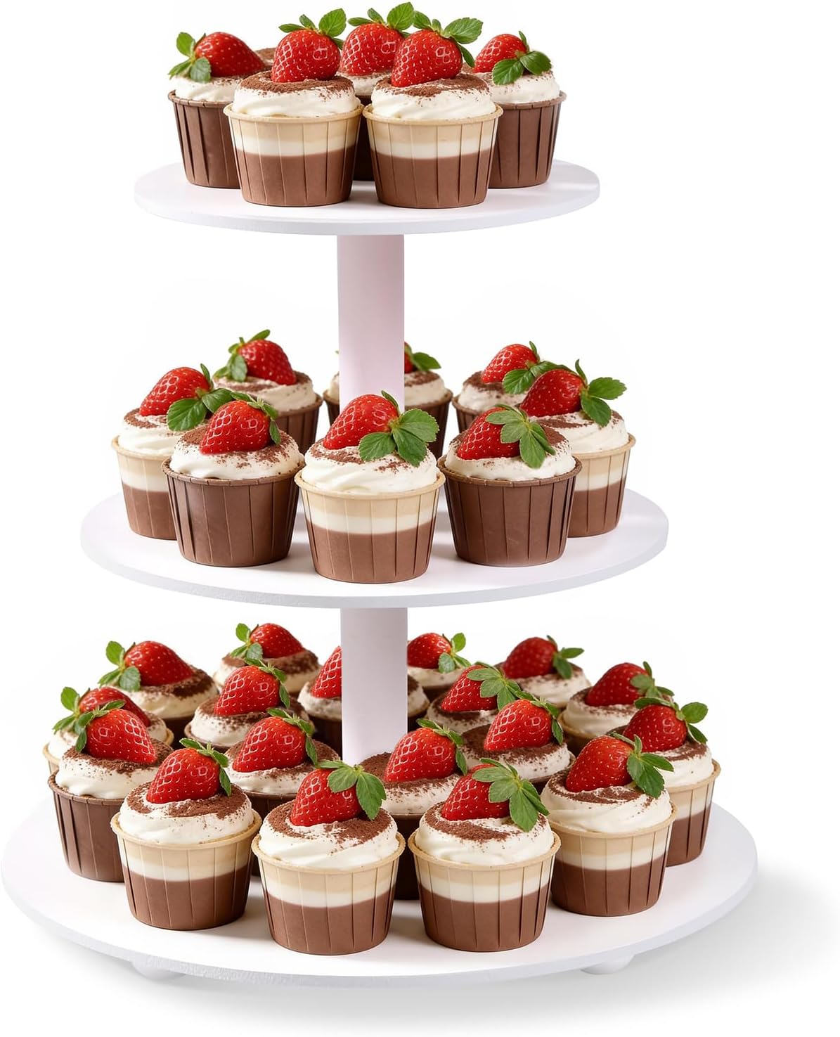White Wood Circle 3 Tiered Stand