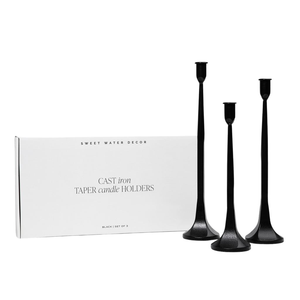 Cast Iron Taper Candle Holders (Set of 3)