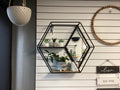 Hexagon Wood Shelf w/Mirror
