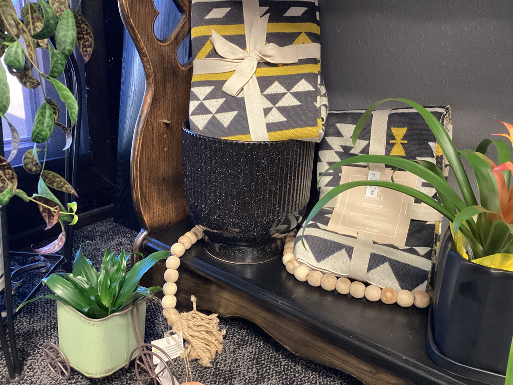 Black Speckled Ceramic Planter