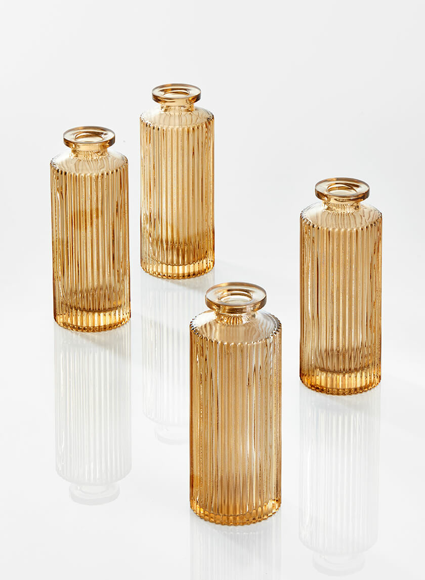 Pleated Glass Bud Vases