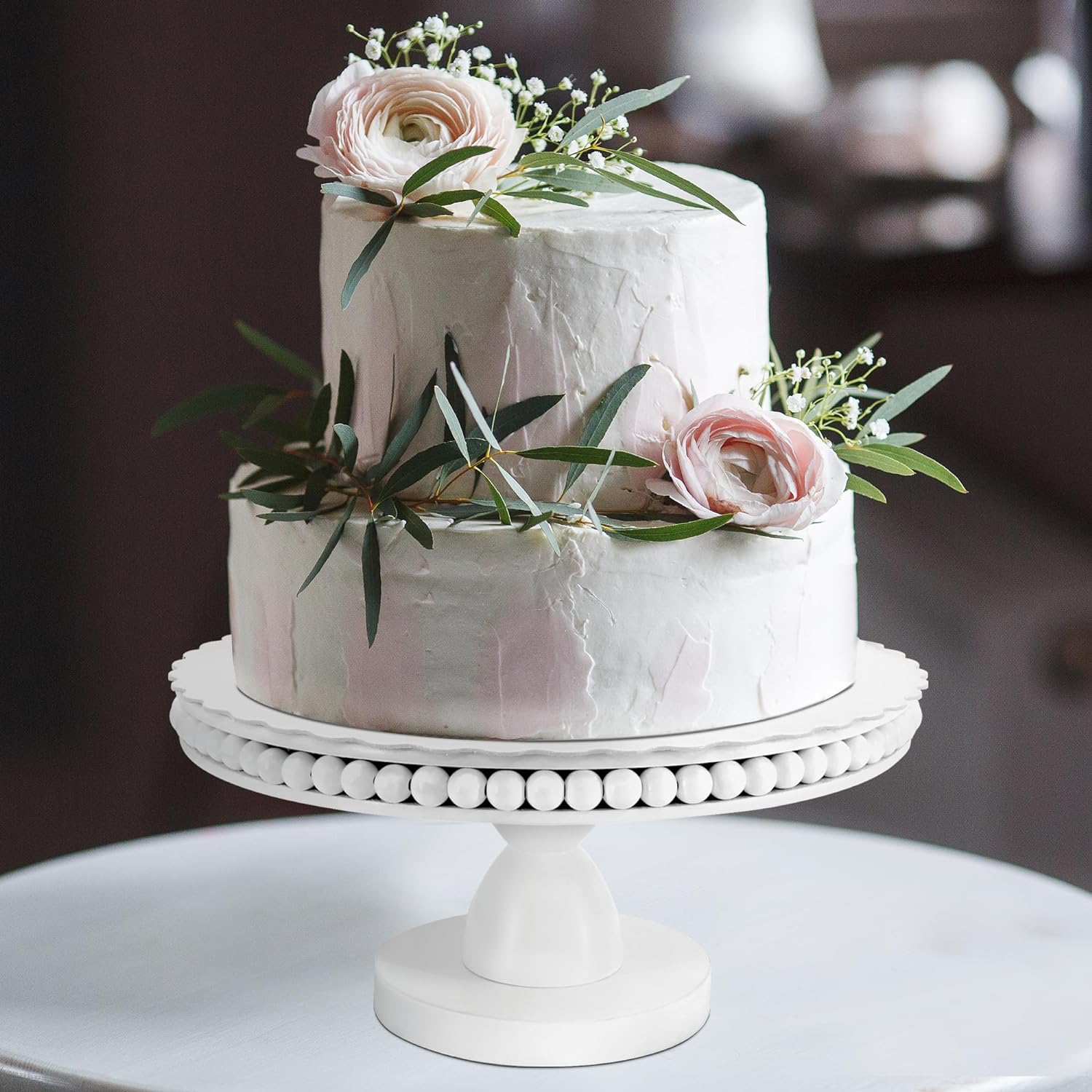 White Round Pedestal Cake Stand