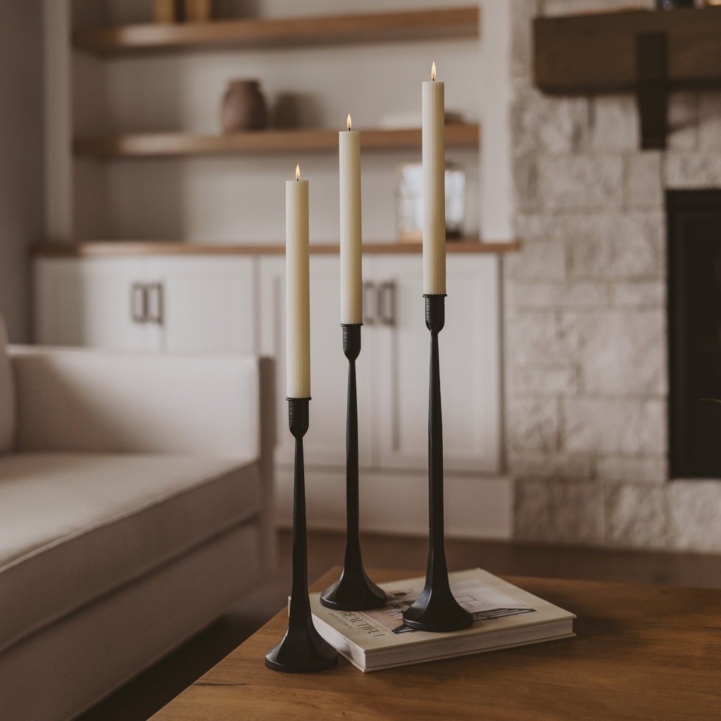 Cast Iron Taper Candle Holders (Set of 3)