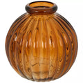 Amber Round Ribbed Bud Vases