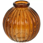 Amber Round Ribbed Bud Vases