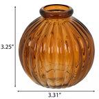 Amber Round Ribbed Bud Vases